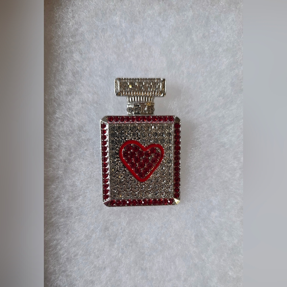 Bling Perfume Bottle with Heart Crystal Brooche (See All Colors)